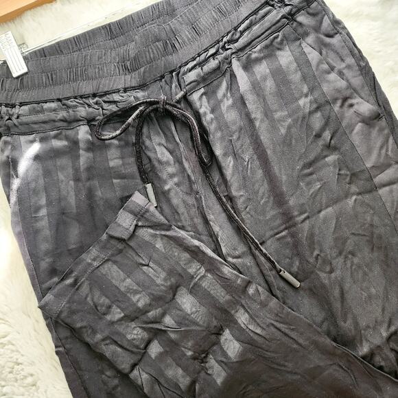 The Kooples Paris Black Jersey Satin Stripe Drawstring Tapered Pant - Picture 8 of 11